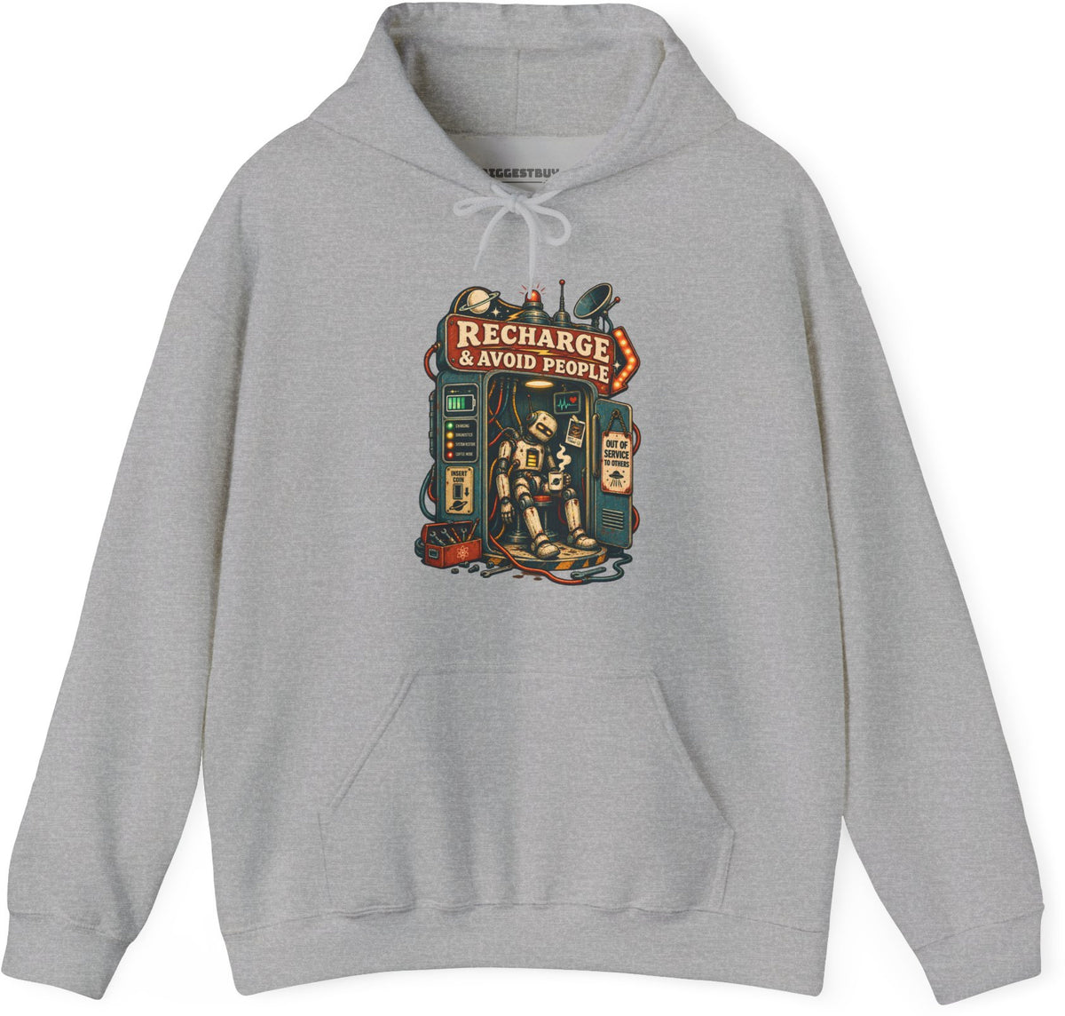 Social Recharge - Pullover Hoodie in Sport Grey, front view