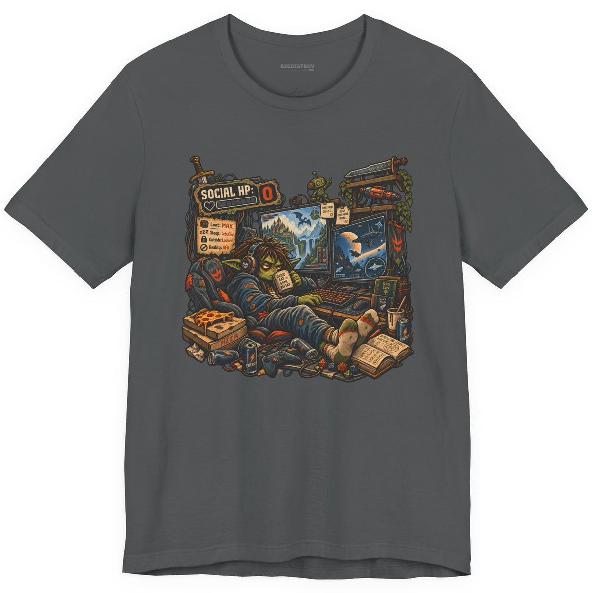Social Zero - Classic Jersey Tee in Asphalt, front view