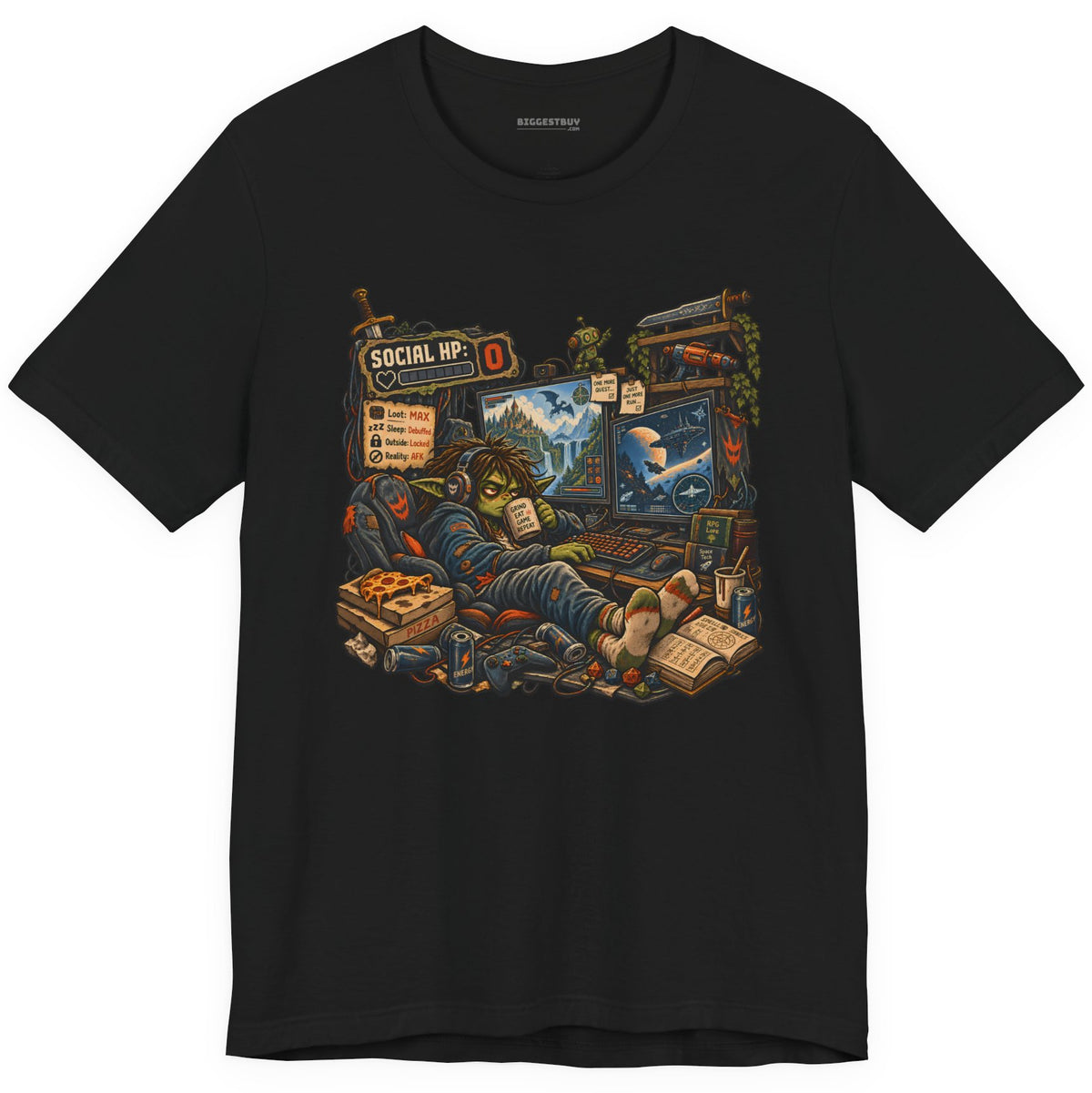 Social Zero - Classic Jersey Tee in Black, front view