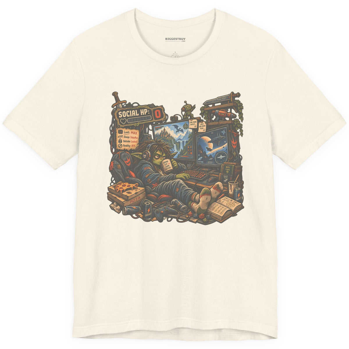 Social Zero - Classic Jersey Tee in Natural, front view