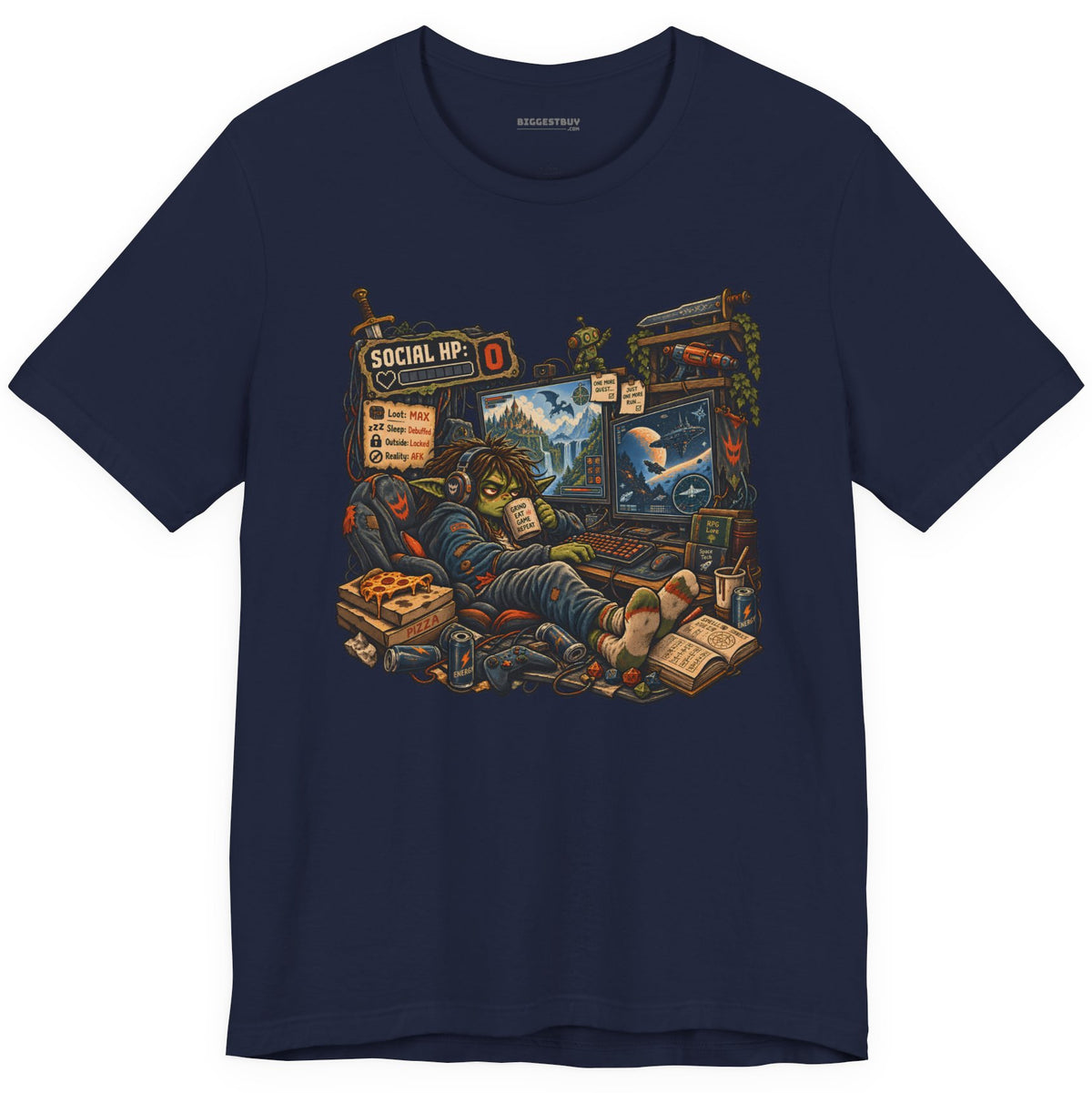 Social Zero - Classic Jersey Tee in Navy, front view