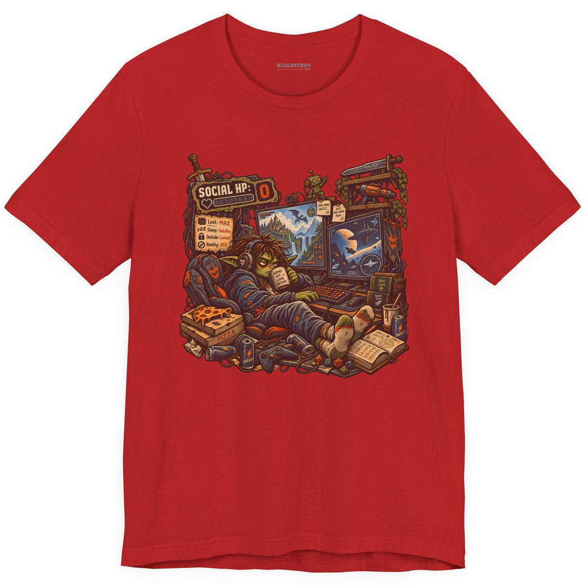 Social Zero - Classic Jersey Tee in Red, front view