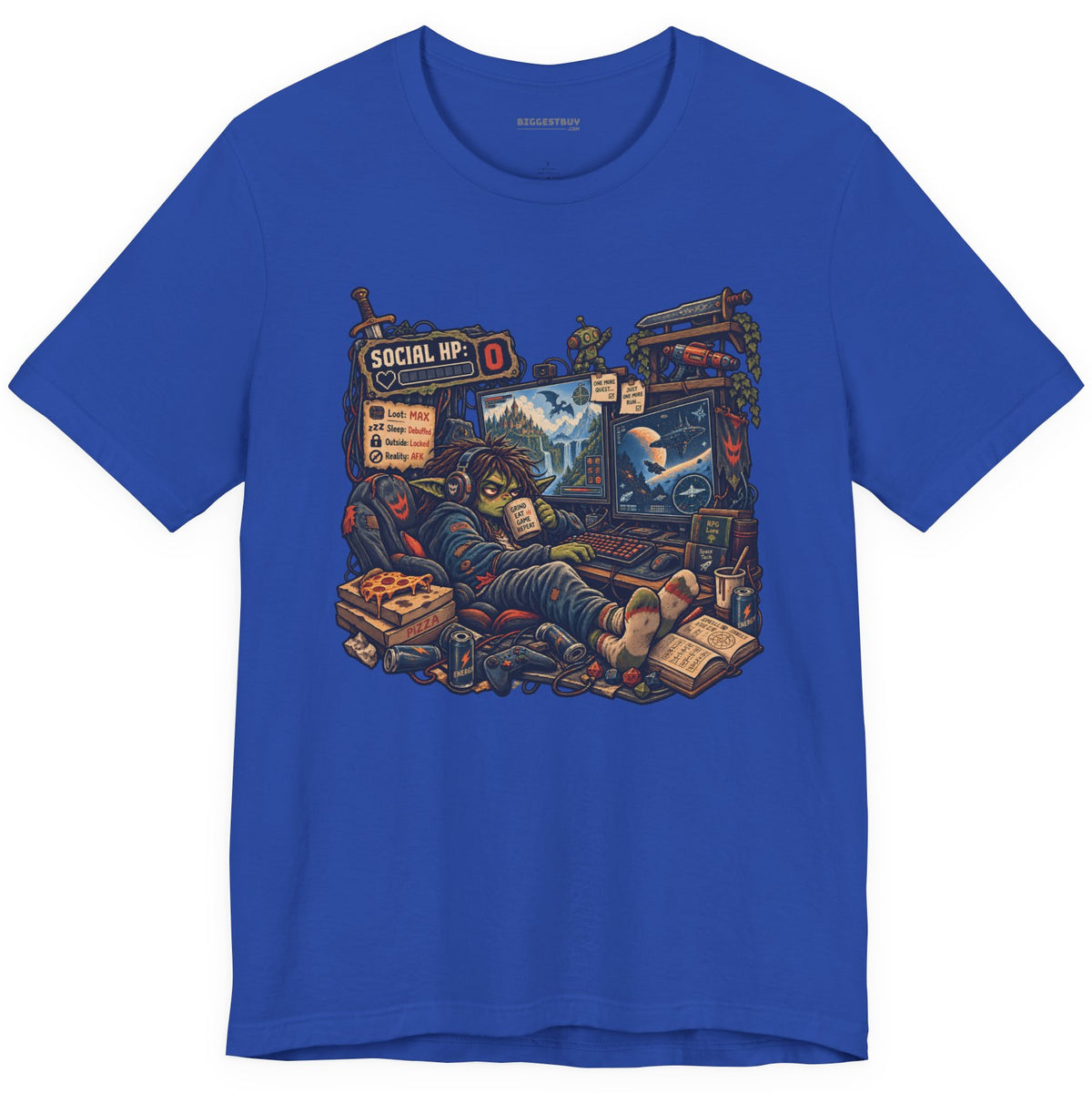 Social Zero - Classic Jersey Tee in True Royal, front view
