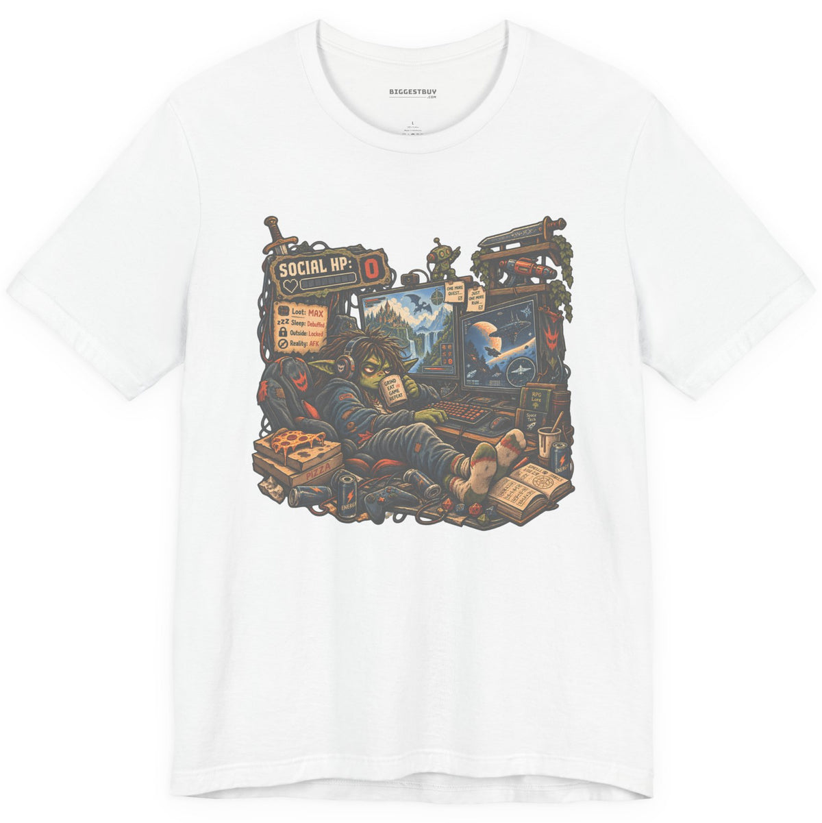 Social Zero - Classic Jersey Tee in White, front view