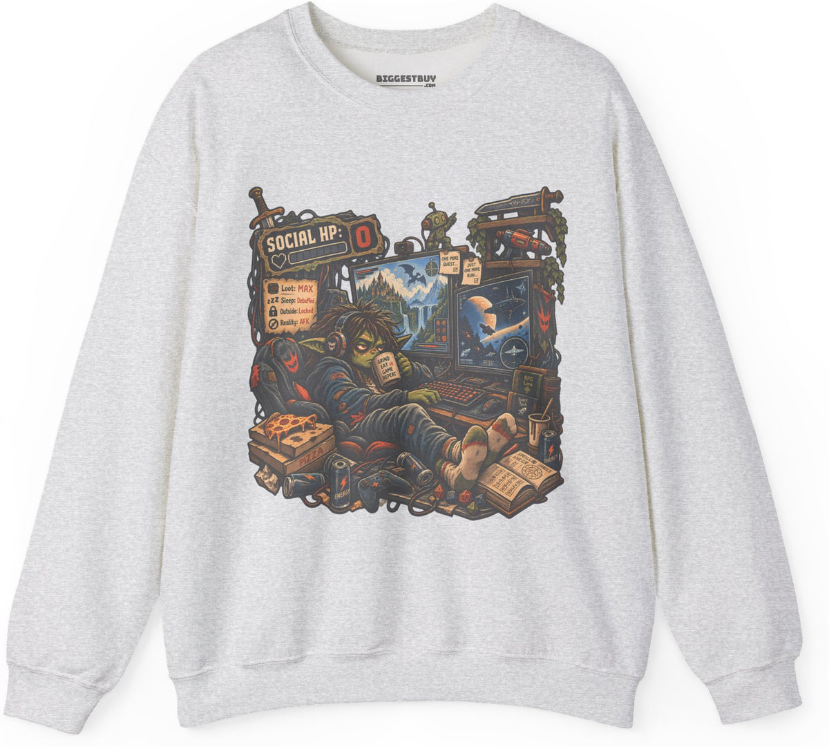Social Zero - Crewneck Sweatshirt in Ash, front view