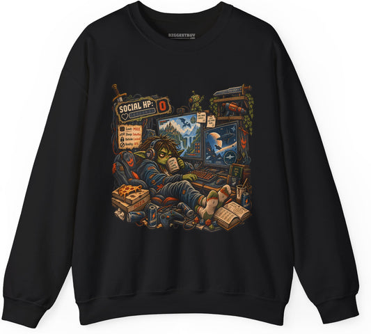 Social Zero - Crewneck Sweatshirt in Black, front view