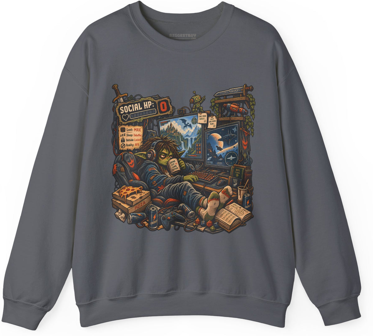 Social Zero - Crewneck Sweatshirt in Charcoal, front view
