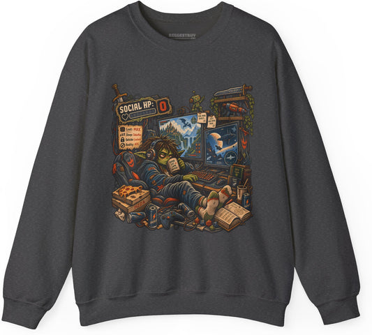 Social Zero - Crewneck Sweatshirt in Dark Heather, front view