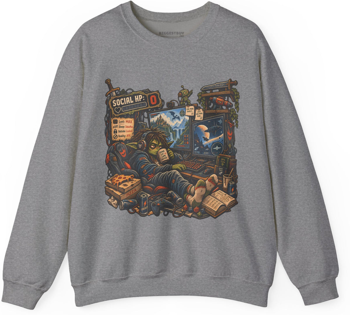 Social Zero - Crewneck Sweatshirt in Graphite Heather, front view