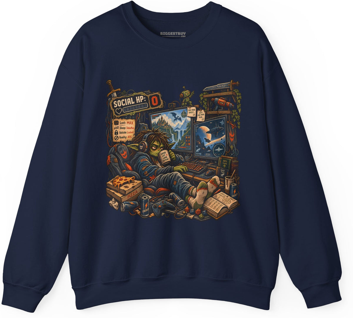 Social Zero - Crewneck Sweatshirt in Navy, front view