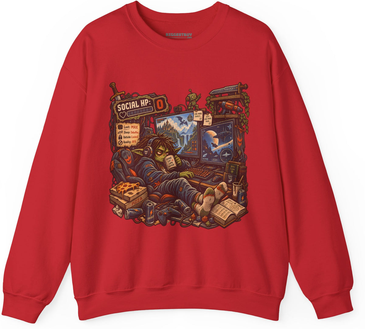 Social Zero - Crewneck Sweatshirt in Red, front view