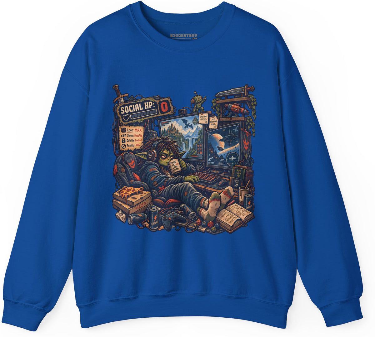 Social Zero - Crewneck Sweatshirt in Royal, front view