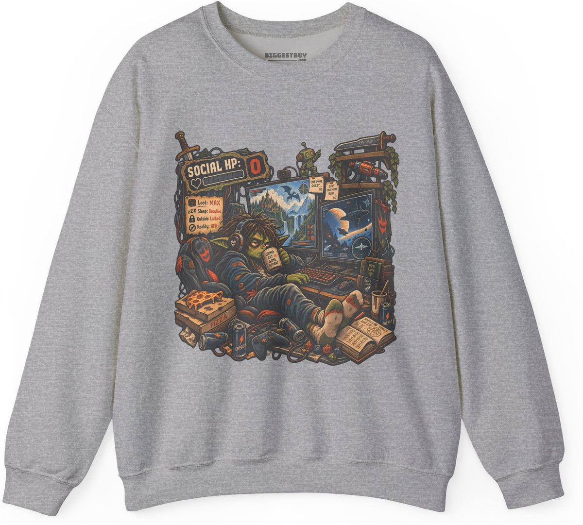 Social Zero - Crewneck Sweatshirt in Sport Grey, front view