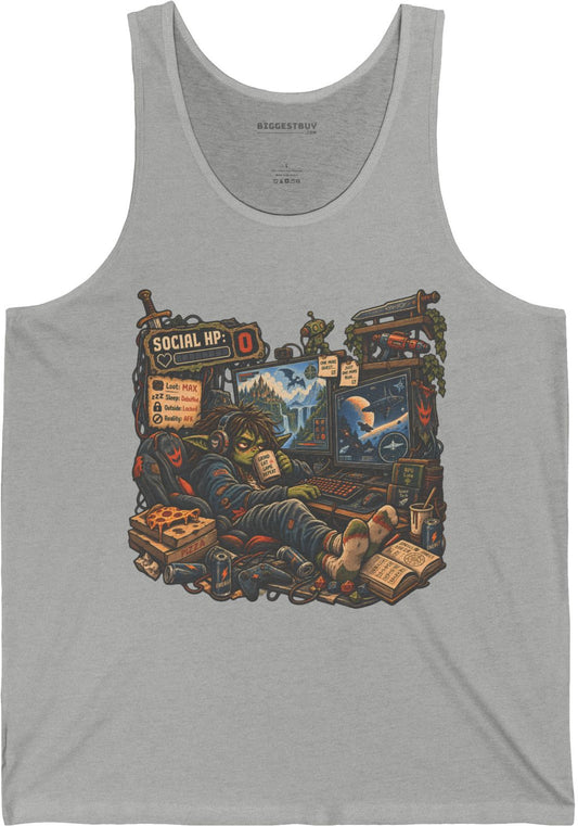 Social Zero - Jersey Tank Top in Athletic Heather, front view