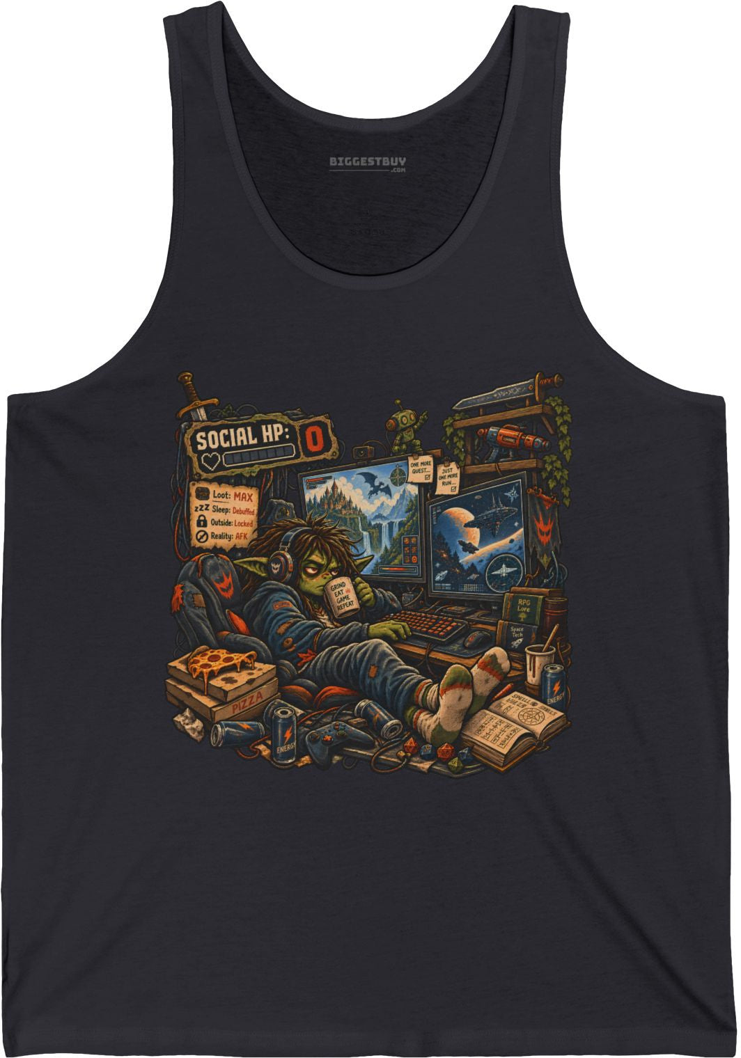 Social Zero - Jersey Tank Top in Dark Grey, front view