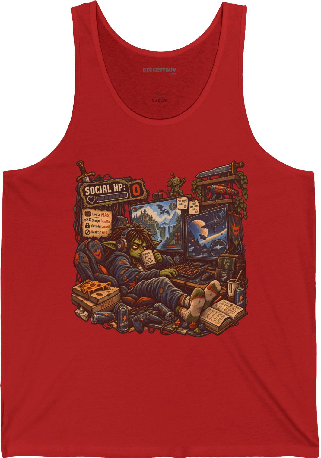 Social Zero - Jersey Tank Top in Red, front view
