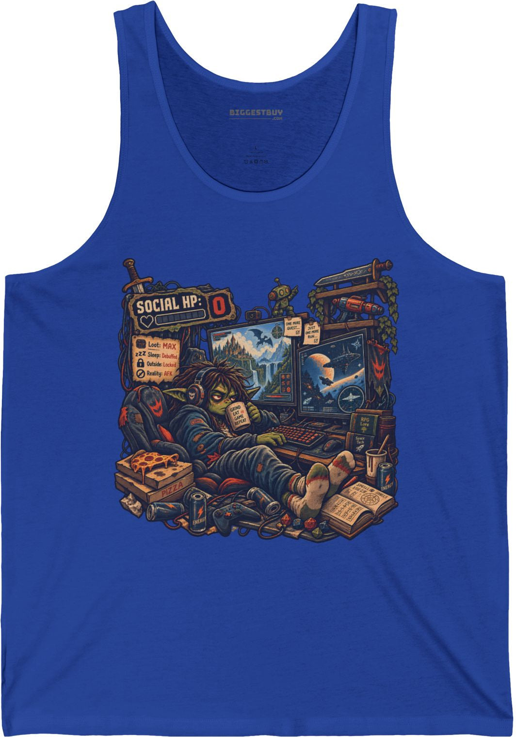 Social Zero - Jersey Tank Top in True Royal, front view