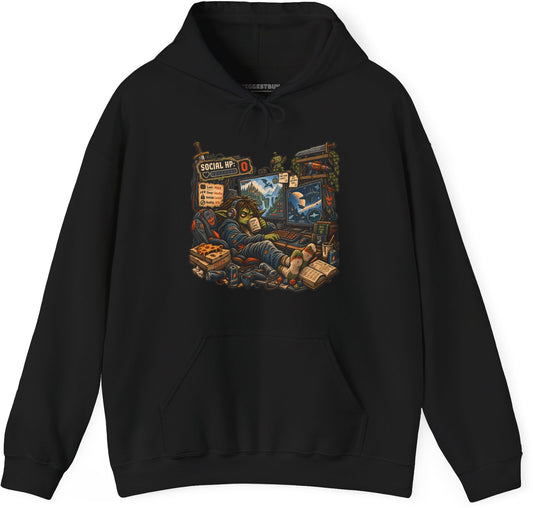 Social Zero - Pullover Hoodie in Black, front view
