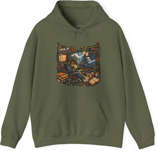 Social Zero - Pullover Hoodie in Military Green, front view