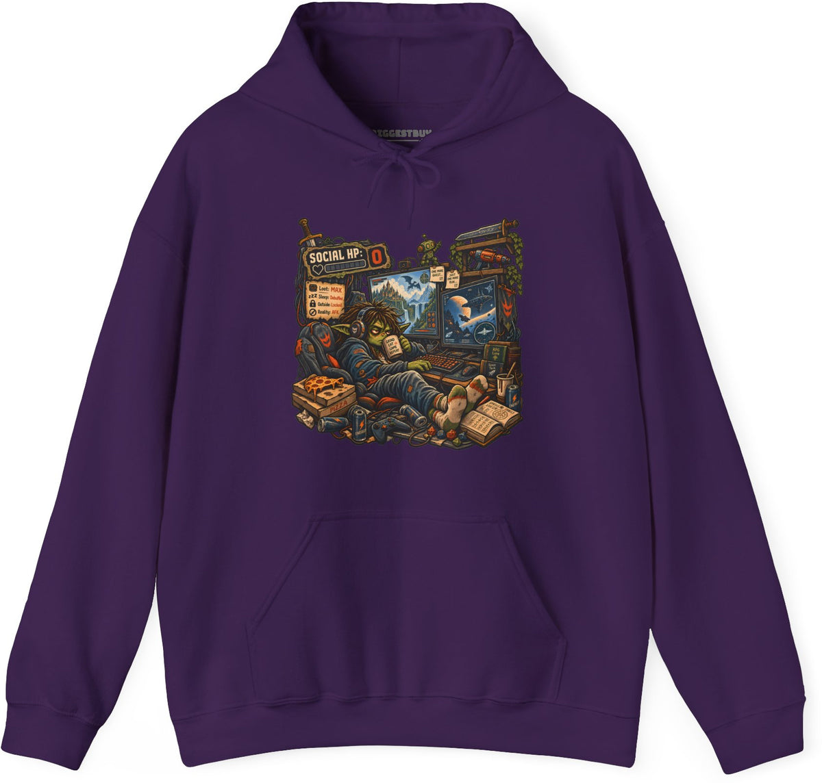 Social Zero - Pullover Hoodie in Purple, front view