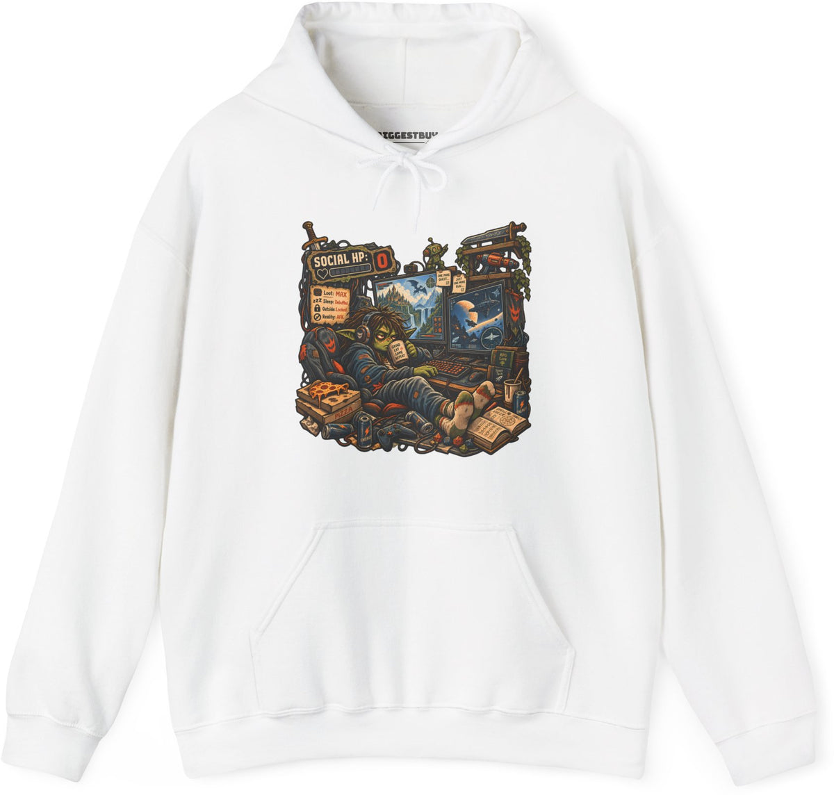 Social Zero - Pullover Hoodie in White, front view