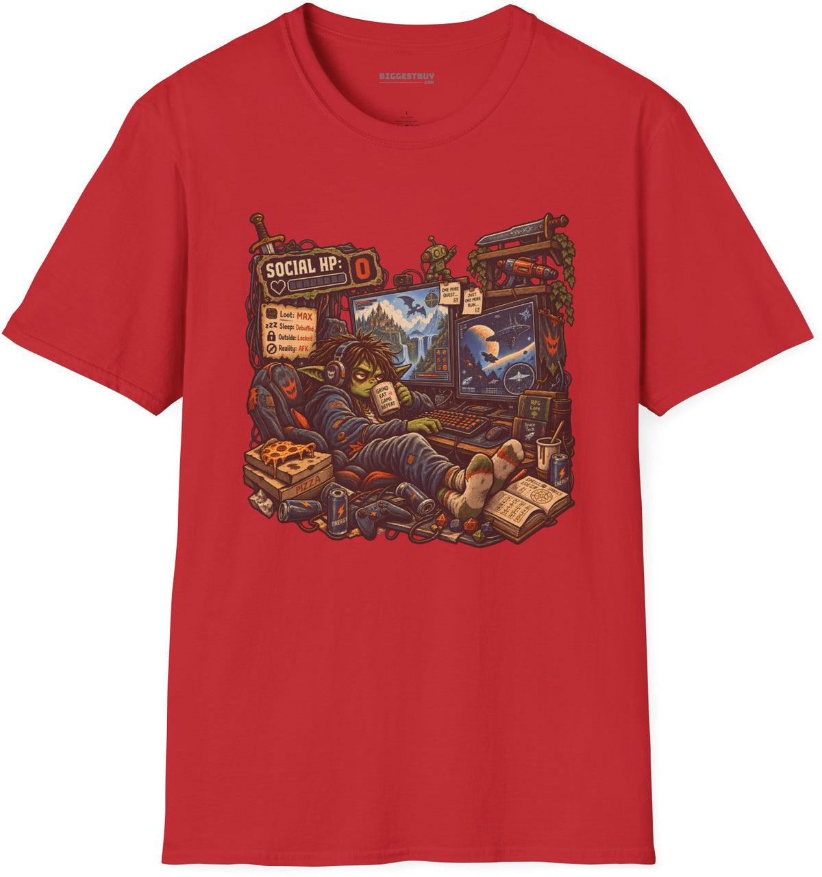 Social Zero - Softstyle T-Shirt in Red, front view
