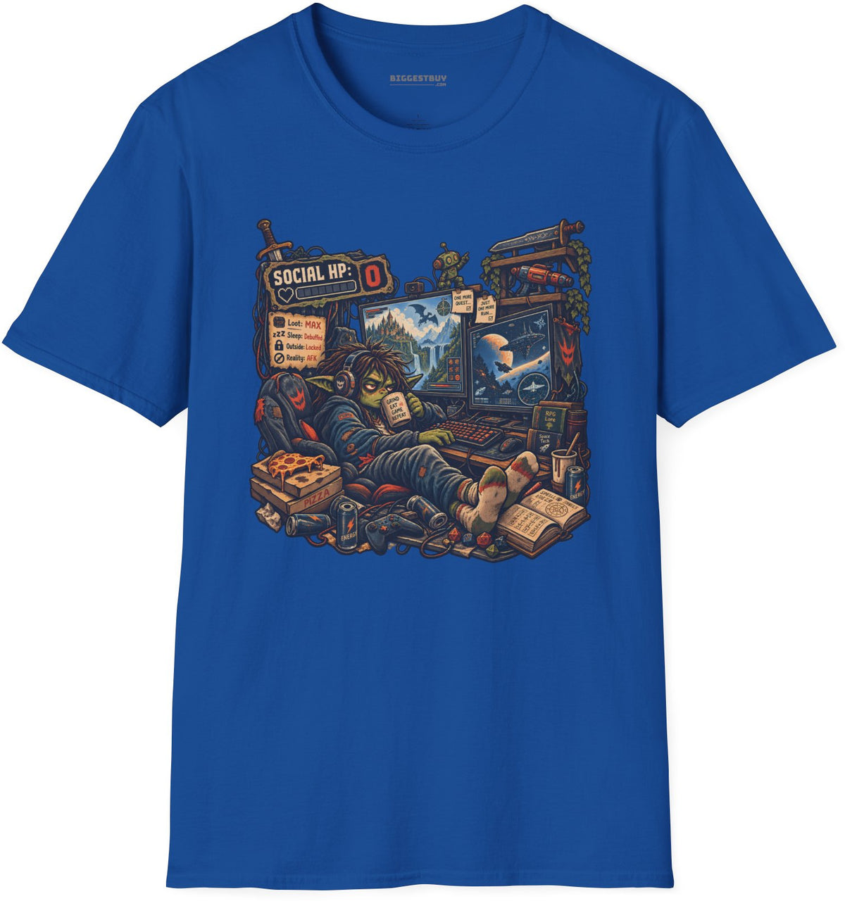 Social Zero - Softstyle T-Shirt in Royal, front view