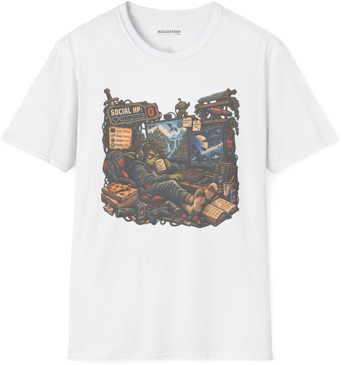 Social Zero - Softstyle T-Shirt in White, front view
