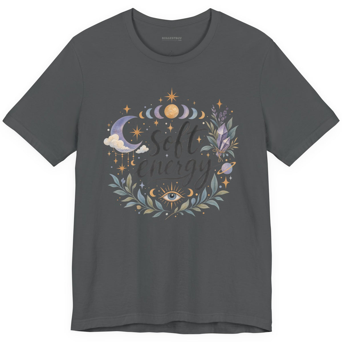 Softly Sparkling - Classic Jersey Tee in Asphalt, front view