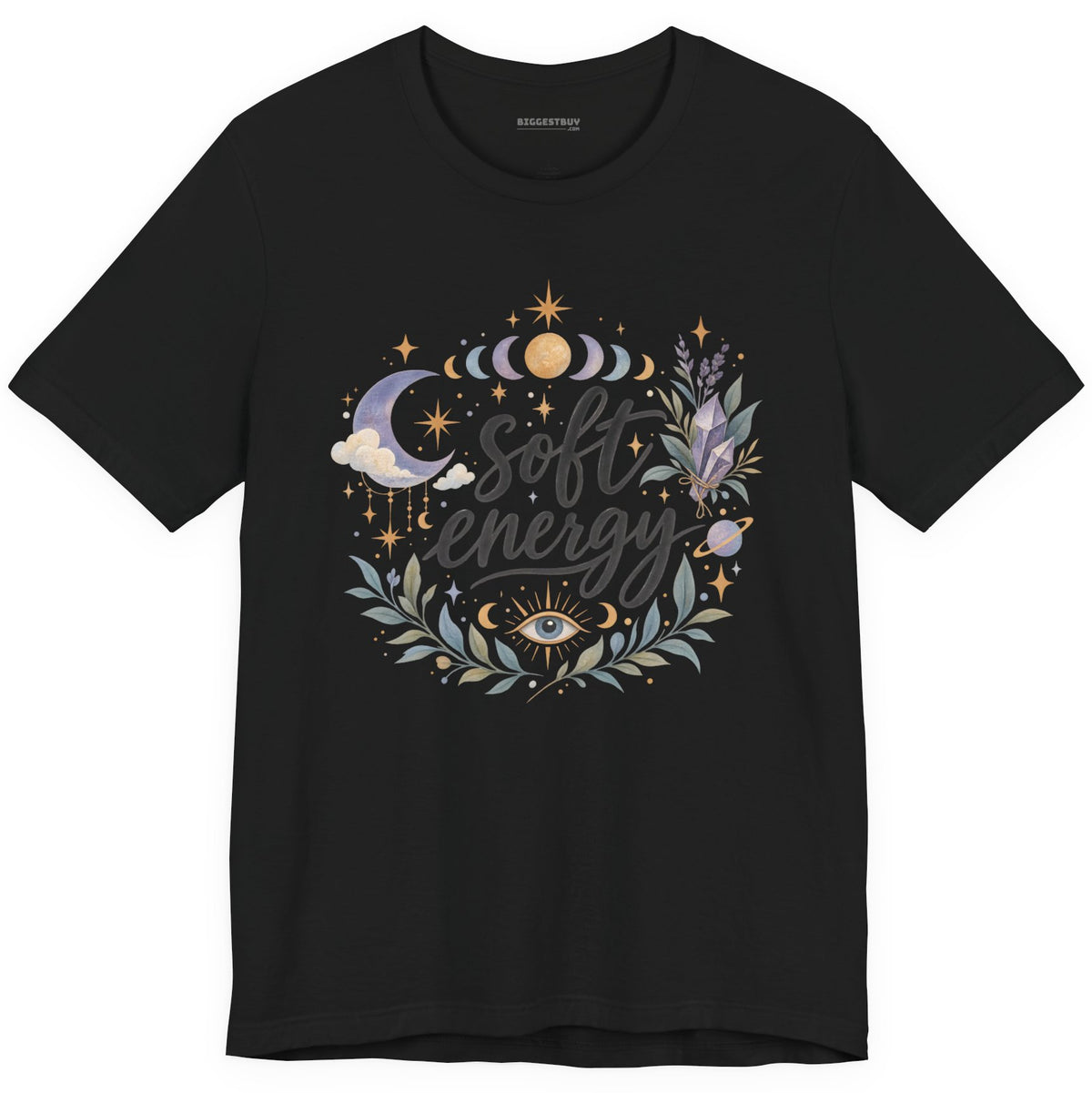 Softly Sparkling - Classic Jersey Tee in Black, front view