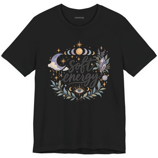 Softly Sparkling - Classic Jersey Tee in Black, front view