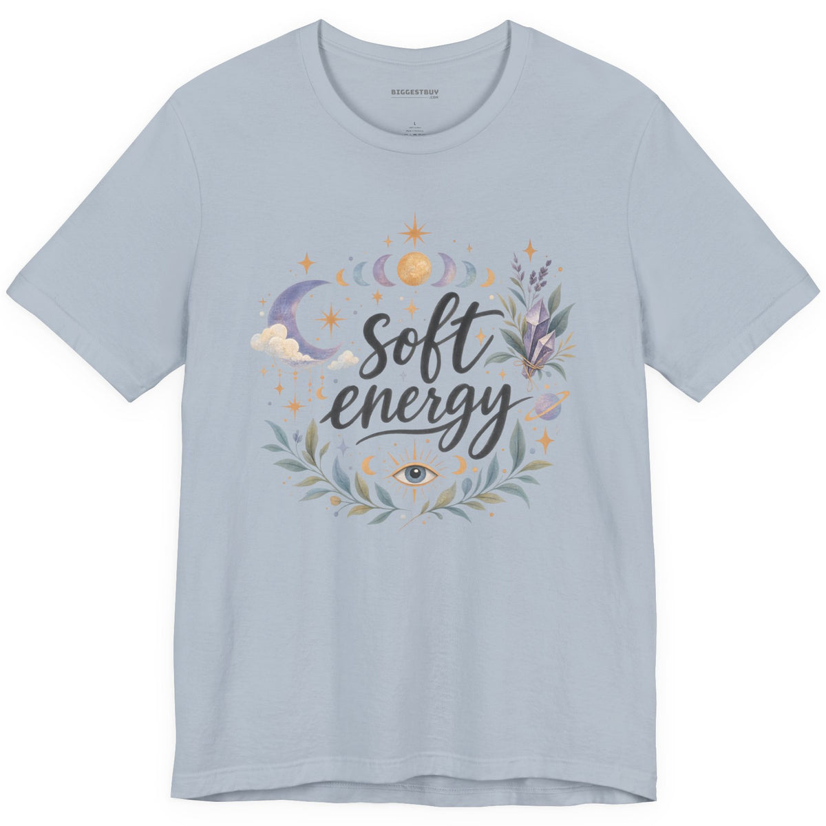Softly Sparkling - Classic Jersey Tee in Light Blue, front view