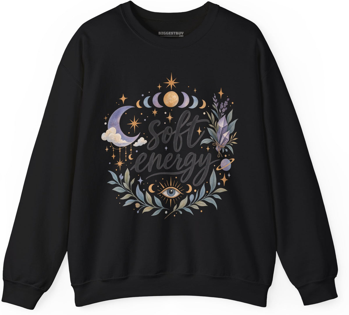 Softly Sparkling - Crewneck Sweatshirt in Black, front view