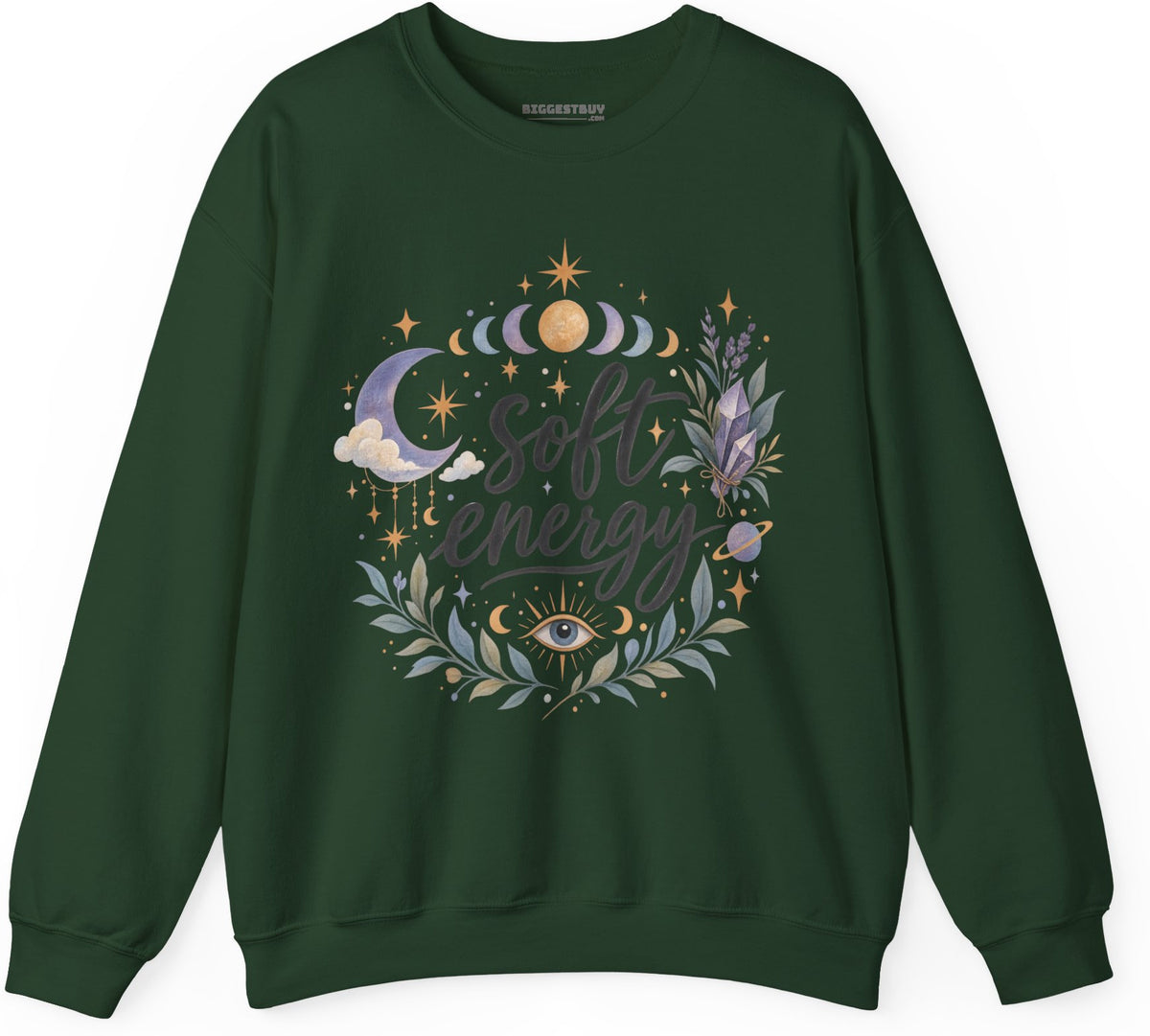 Softly Sparkling - Crewneck Sweatshirt in Forest Green, front view