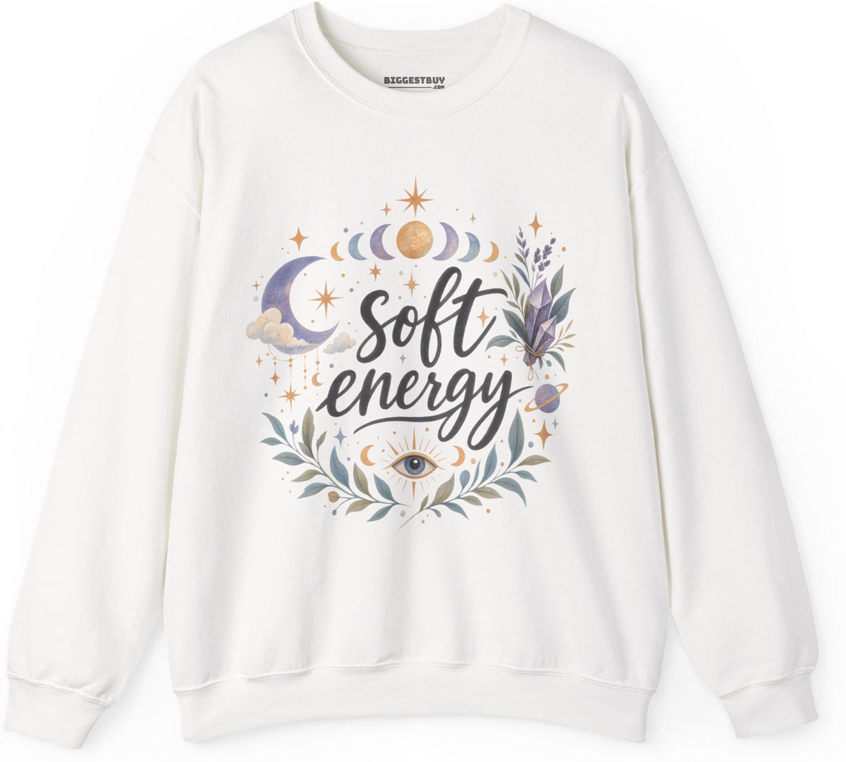 Softly Sparkling - Crewneck Sweatshirt in White, front view
