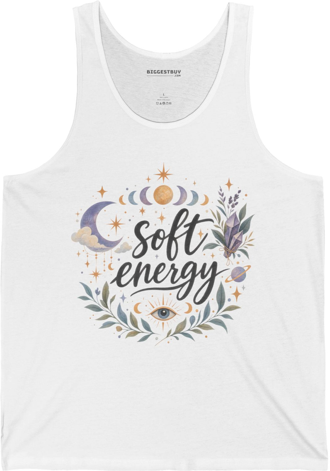 Softly Sparkling - Jersey Tank Top in White, front view