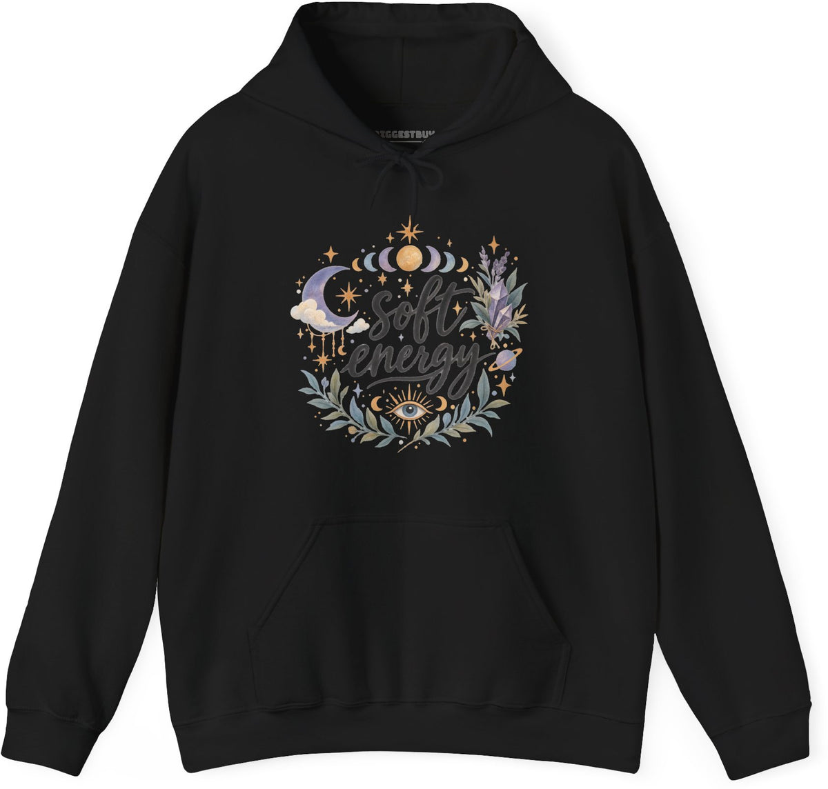 Softly Sparkling - Pullover Hoodie in Black, front view