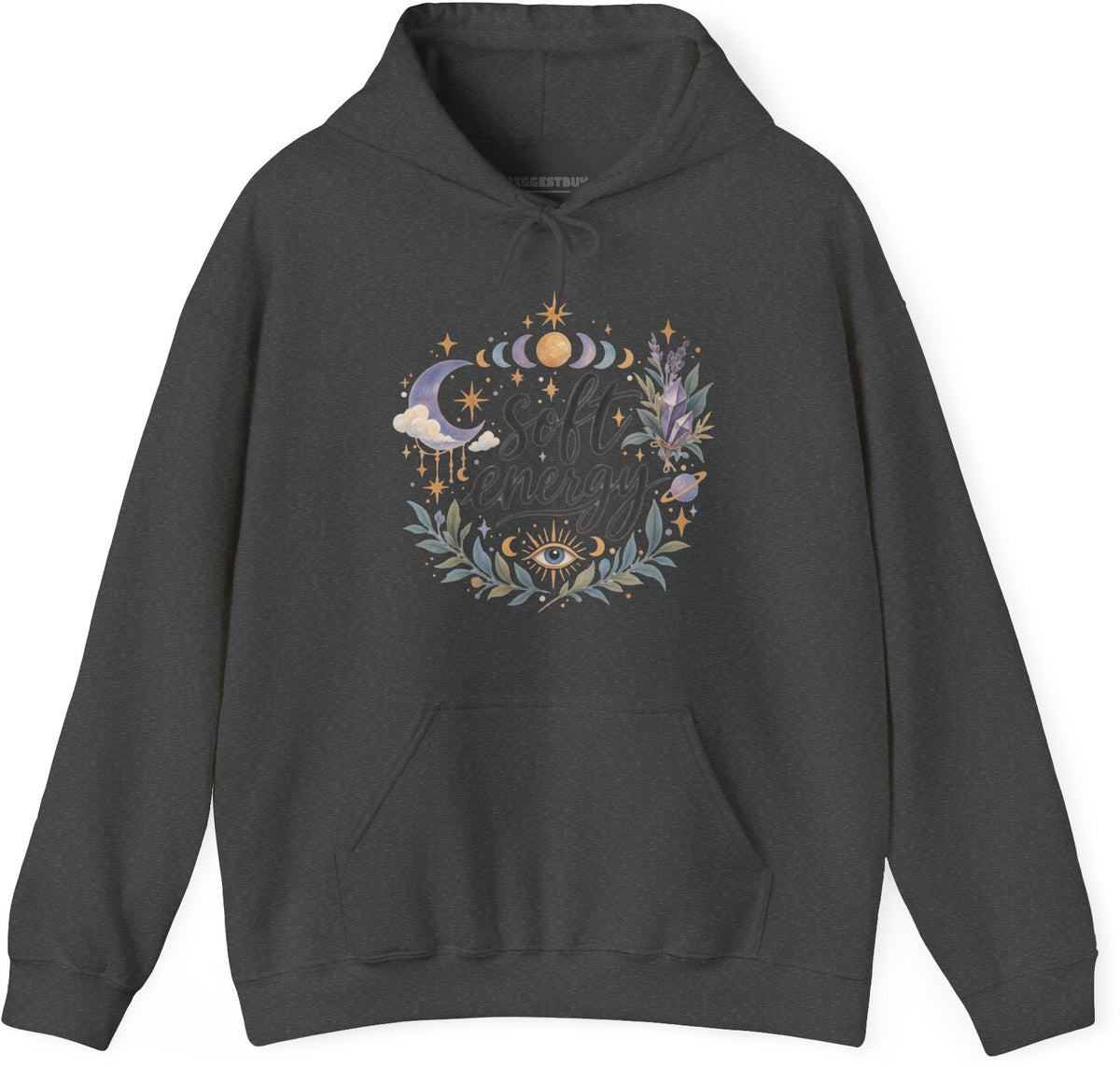Softly Sparkling - Pullover Hoodie in Dark Heather, front view