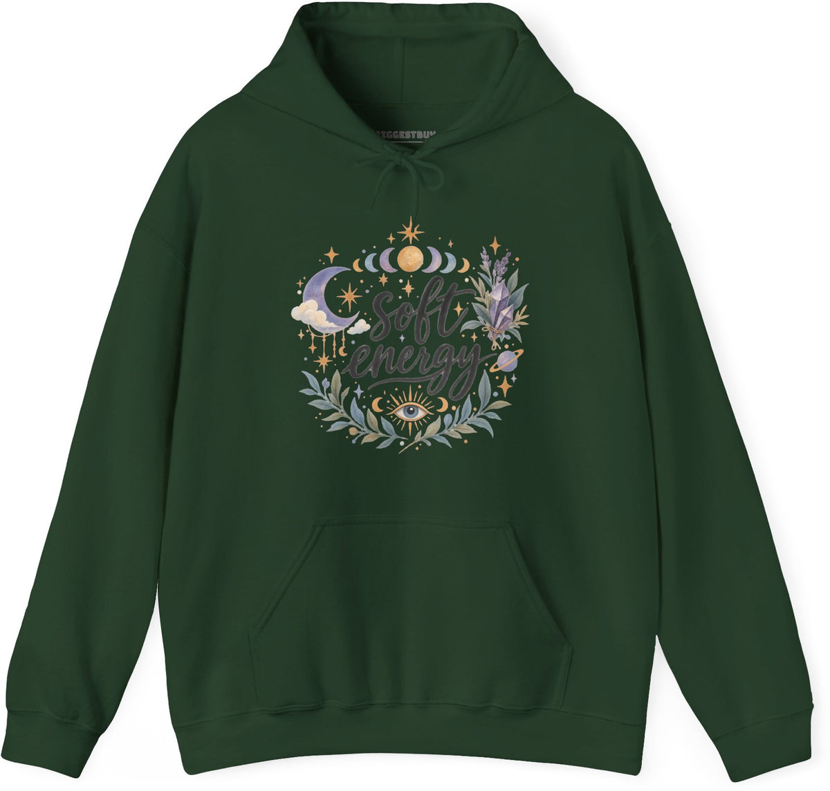 Softly Sparkling - Pullover Hoodie in Forest Green, front view