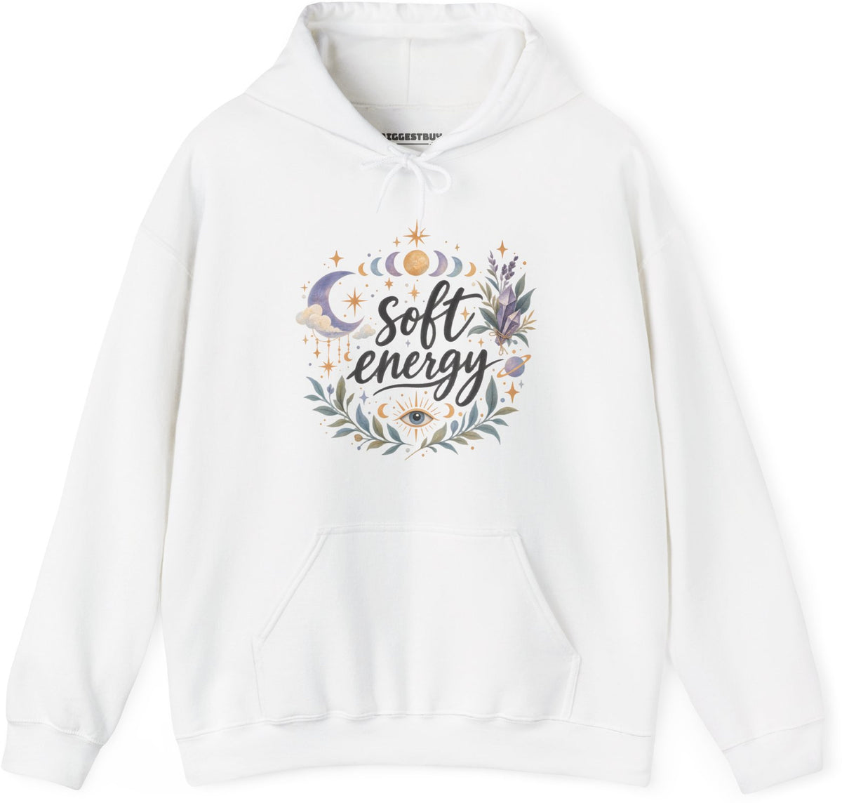 Softly Sparkling - Pullover Hoodie in White, front view
