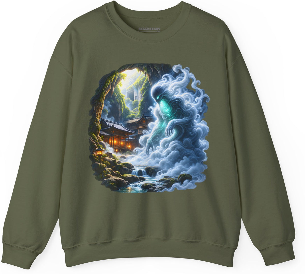 Spirit Portal - Crewneck Sweatshirt in Military Green, front view