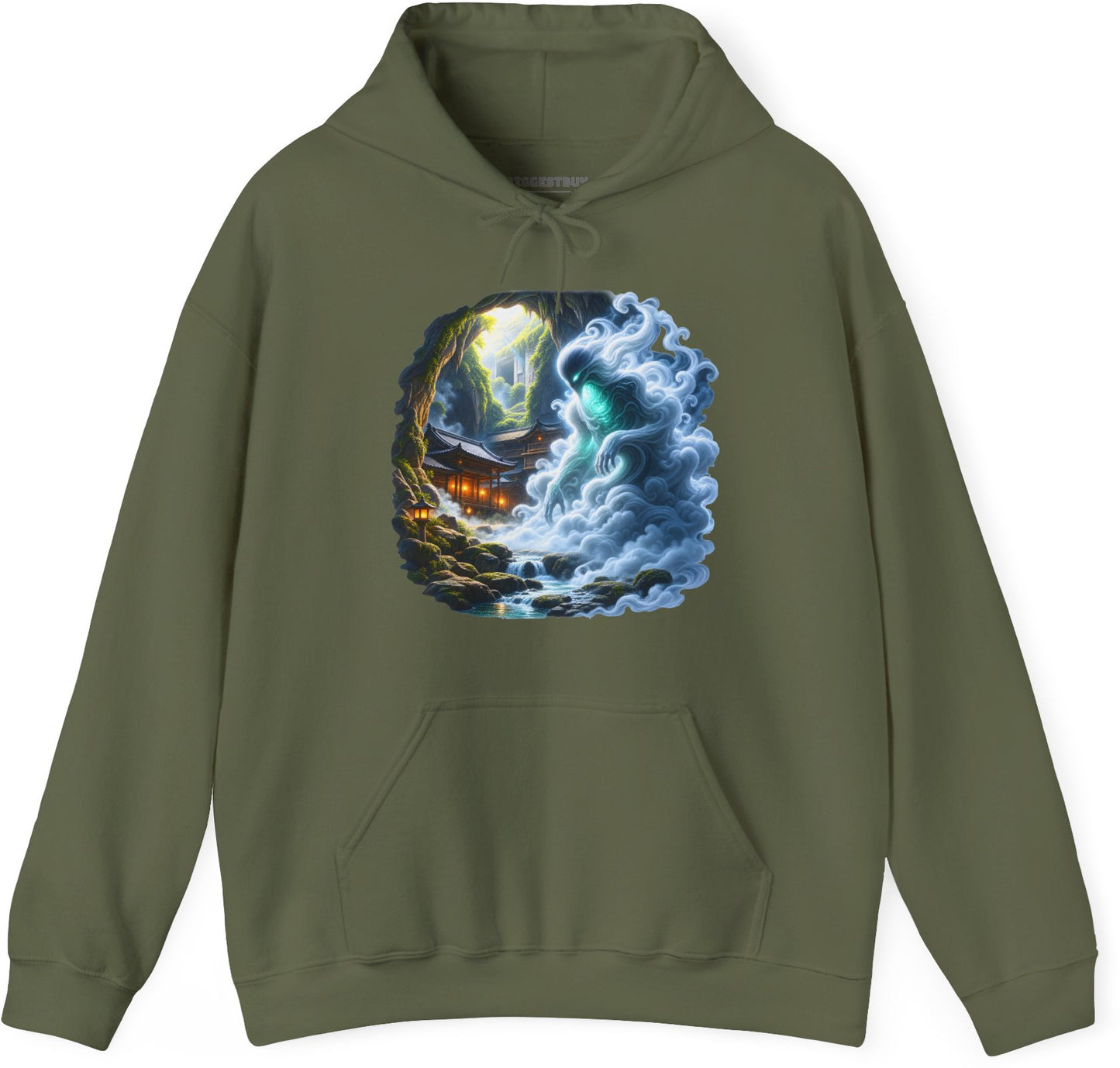 Spirit Portal - Pullover Hoodie in Military Green, front view