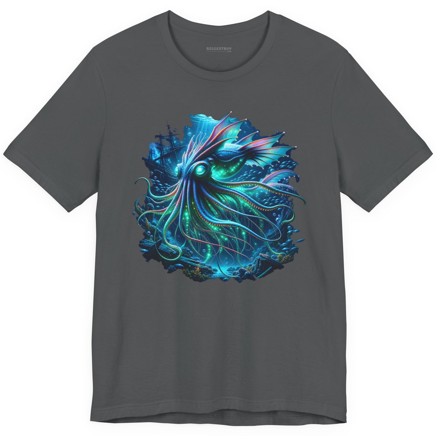 Squishy Octopus - Classic Jersey Tee in Asphalt, front view