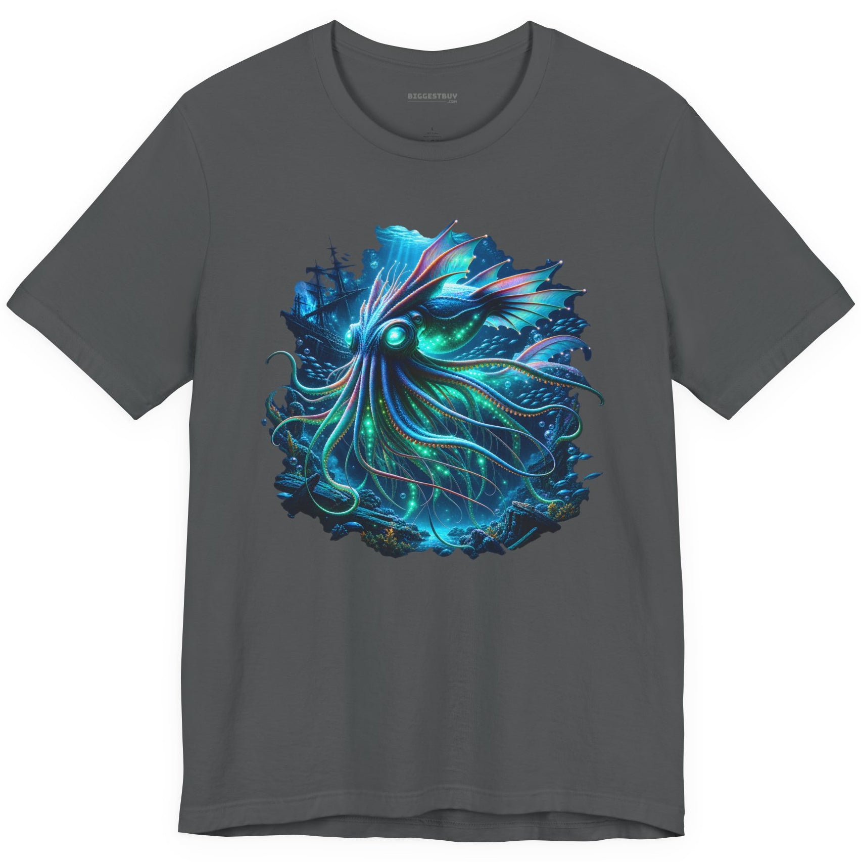Squishy Octopus - Classic Jersey Tee in Asphalt, front view