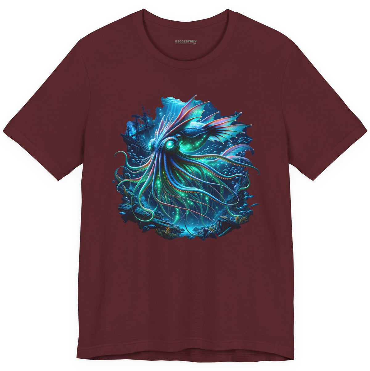 Squishy Octopus - Classic Jersey Tee in Maroon, front view