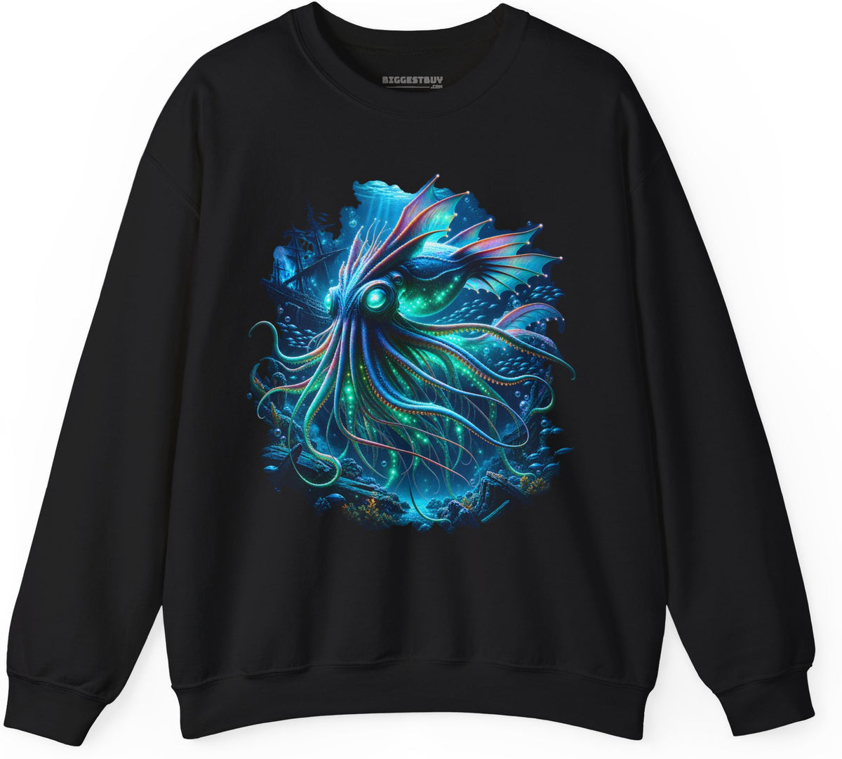 Squishy Octopus - Crewneck Sweatshirt in Black, front view