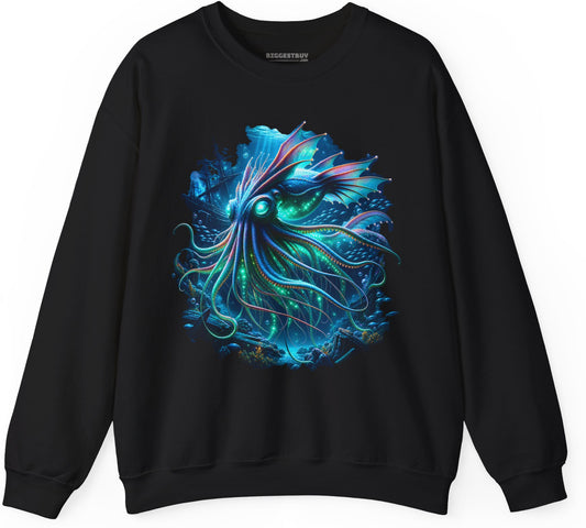 Squishy Octopus - Crewneck Sweatshirt in Black, front view