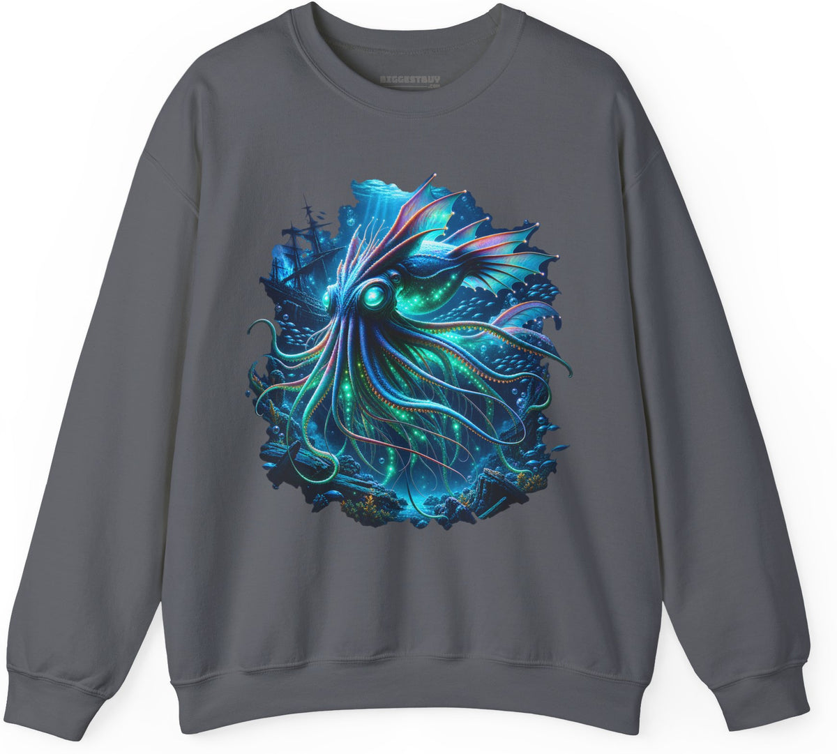 Squishy Octopus - Crewneck Sweatshirt in Charcoal, front view