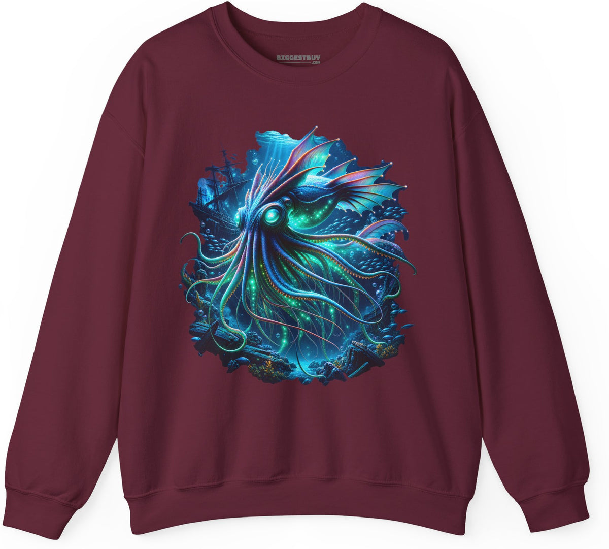 Squishy Octopus - Crewneck Sweatshirt in Maroon, front view