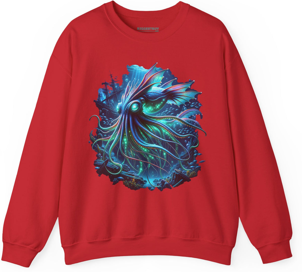 Squishy Octopus - Crewneck Sweatshirt in Red, front view